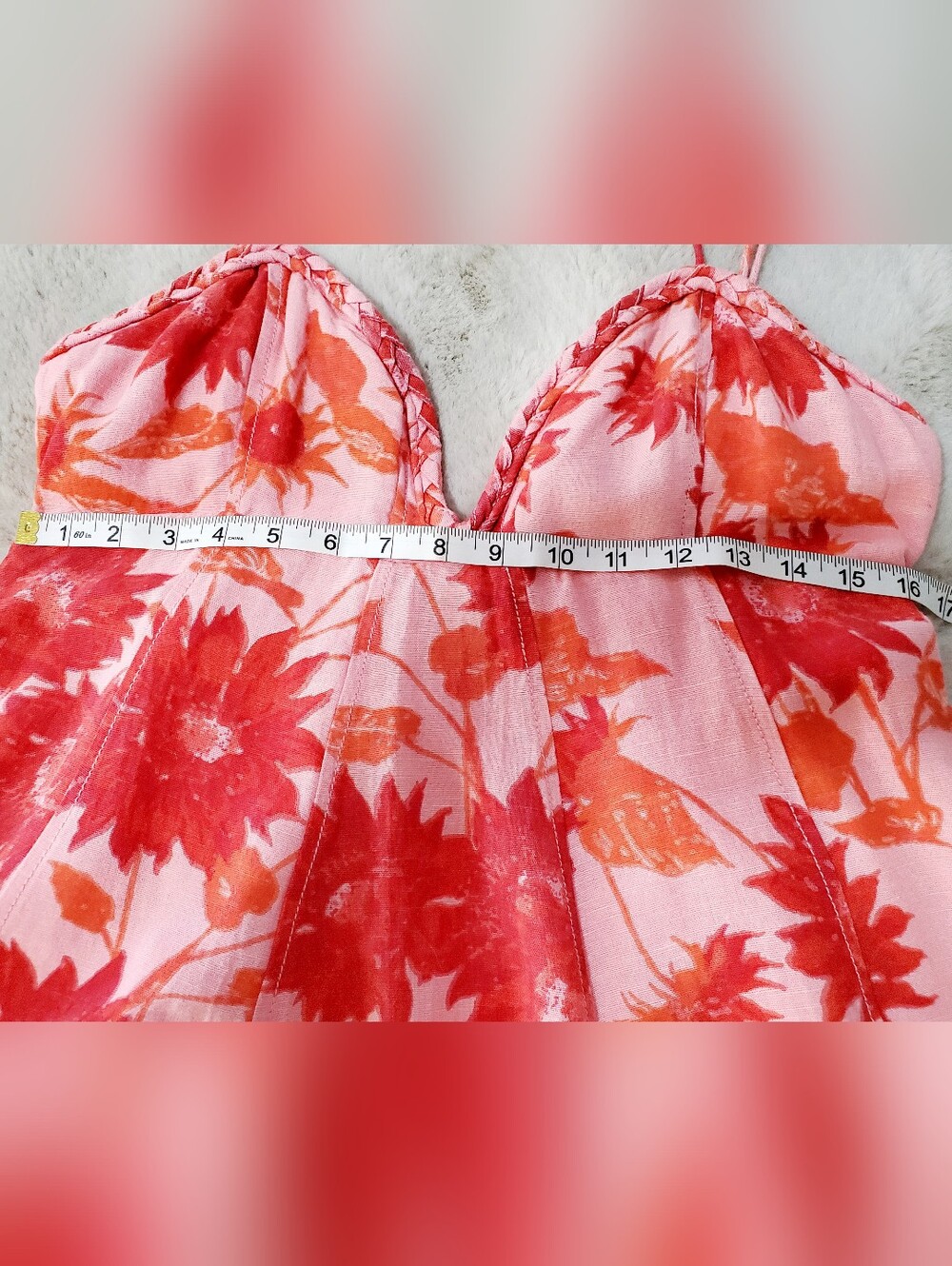 Free People Pink Floral Open Back Mini Dress Medium Resortwear Pockets - Picture 9 of 11